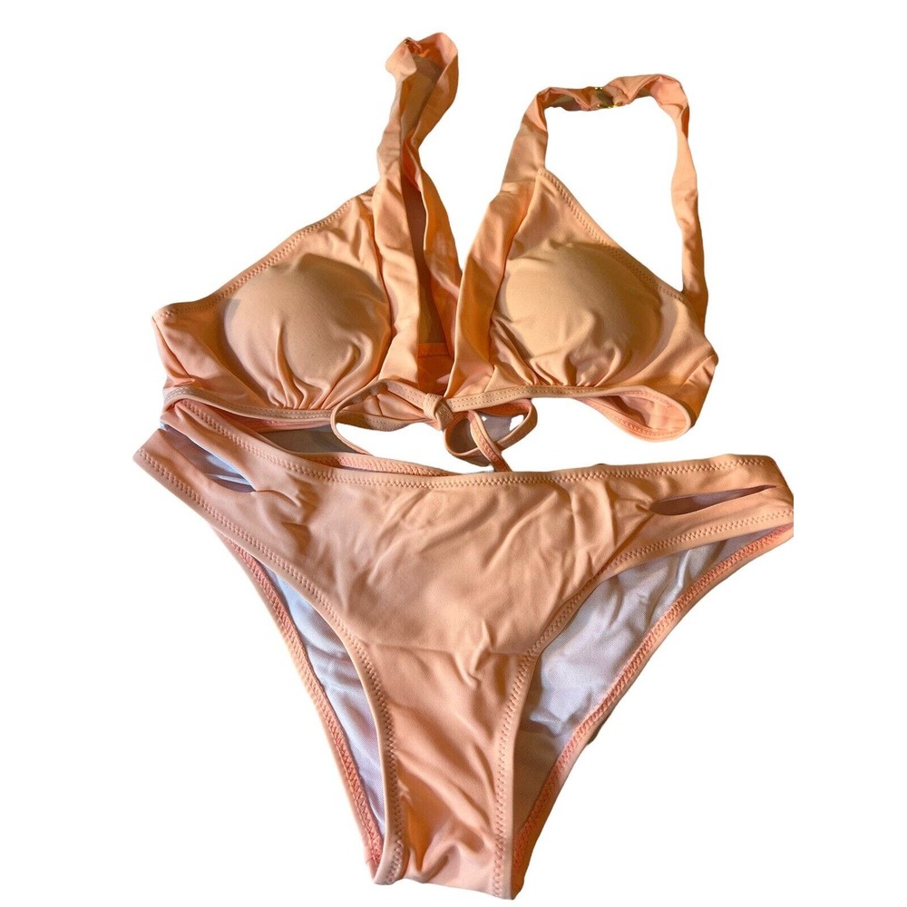 Peach Colored World Sexy Padded Two Piece Woman's Size XL Swim Suit New